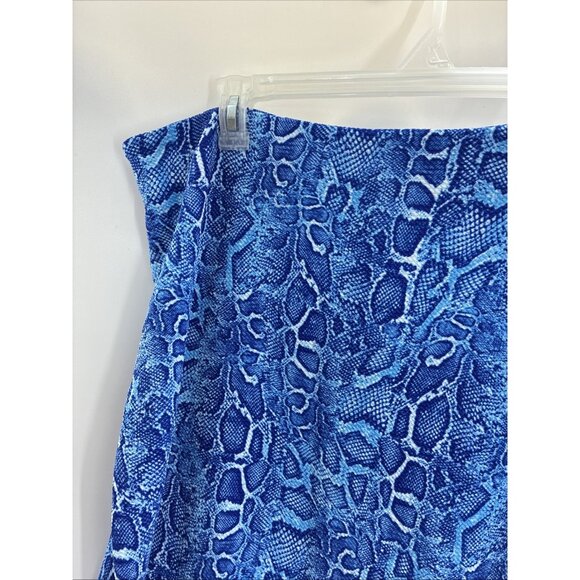 New York and Company Womens Size L Blue Snake Print Stretch Pencil Skirt - Picture 2 of 7
